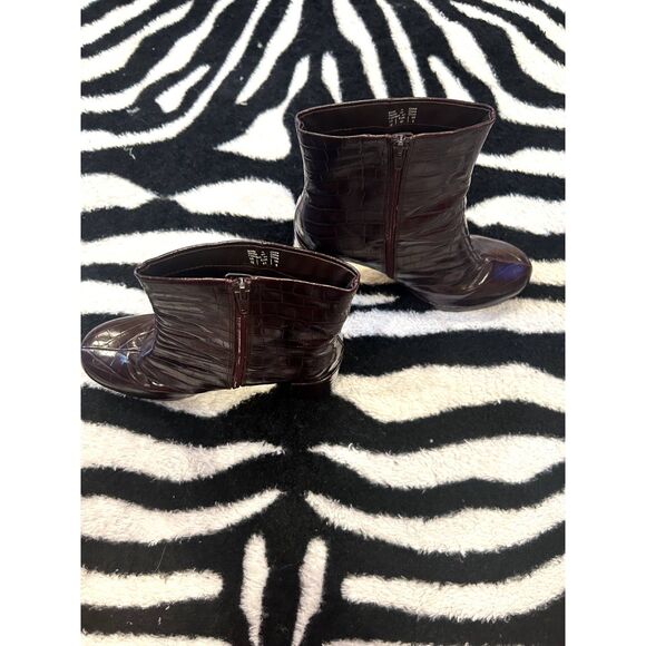 Rachel Zoe Burgundy Mahogany Croc-Embossed Maya Platform Boot Burgundy Size 10 - Picture 5 of 7